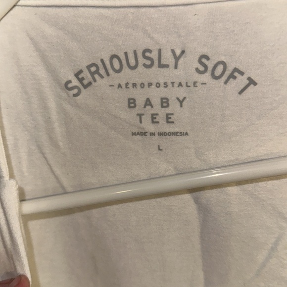 2 Aeropostale crop tops size Large brown and white slit sides soft - Picture 6 of 10